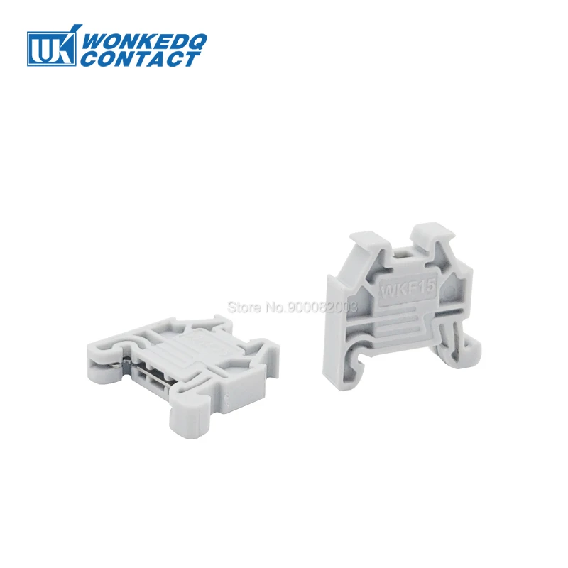 10Pcs WKF 15 Direct End Clamp For 15mm Wide DIN Rail Fixing Terminal Block Mount Clip Free Installation WKF15 End Stop Bracket