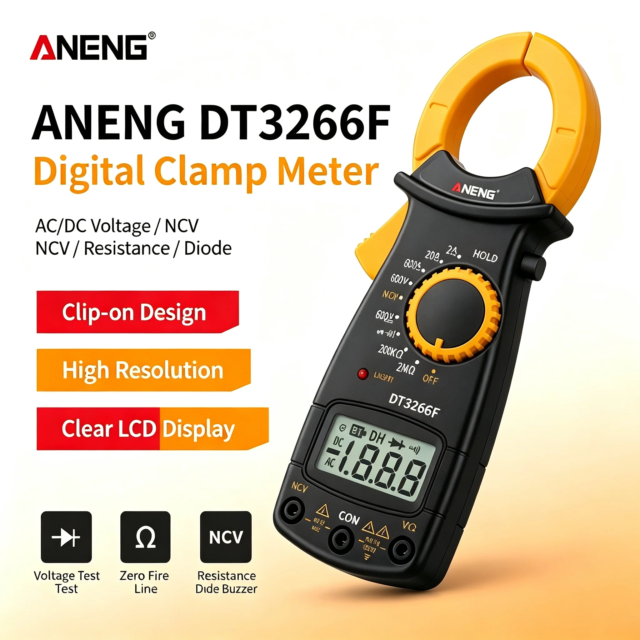 Clamp Meter Multimeter AC/DC Voltage Current 1999 Counts Ammeter Voltmeter NCV Resistance Capacitor Electrician Test Tools