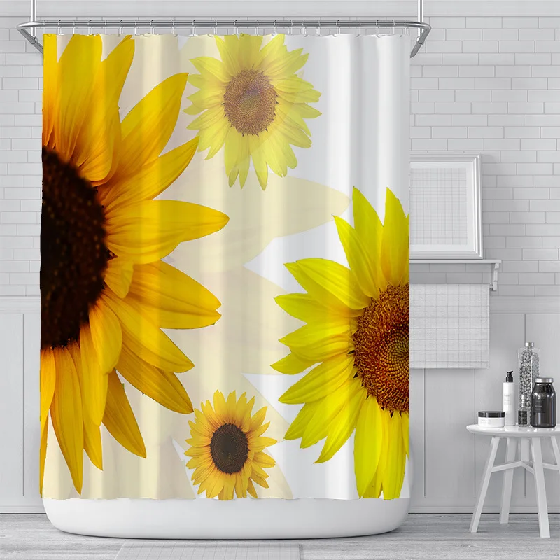 

Home Sunflower Digital Printing Shower Curtain Waterproof Polyester Bathroom Curtain Customized Shower Curtain Cortina Baño Baño