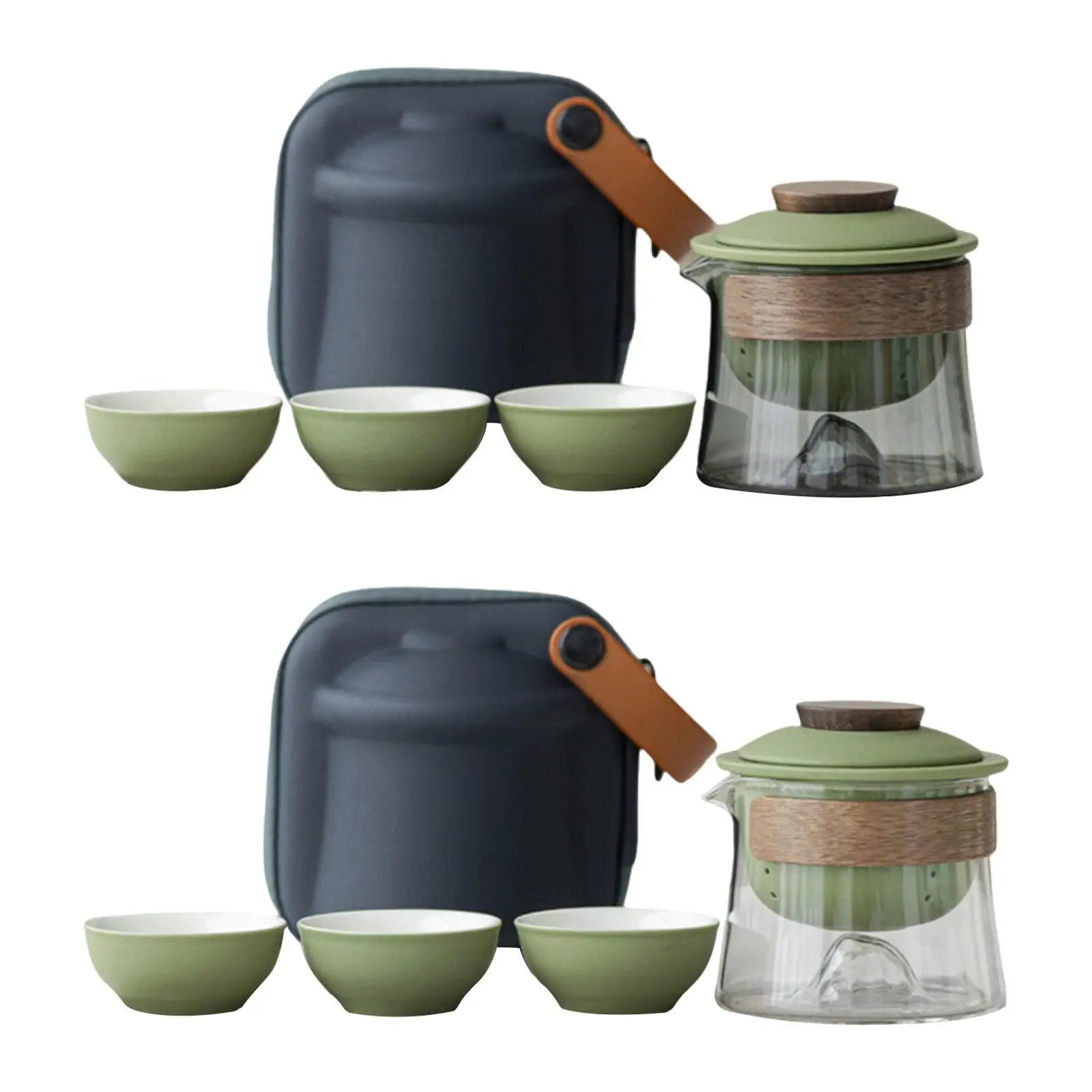 

Portable Tea Pot Set Small Outdoor Glass Teapot for Travelling Picnic Office