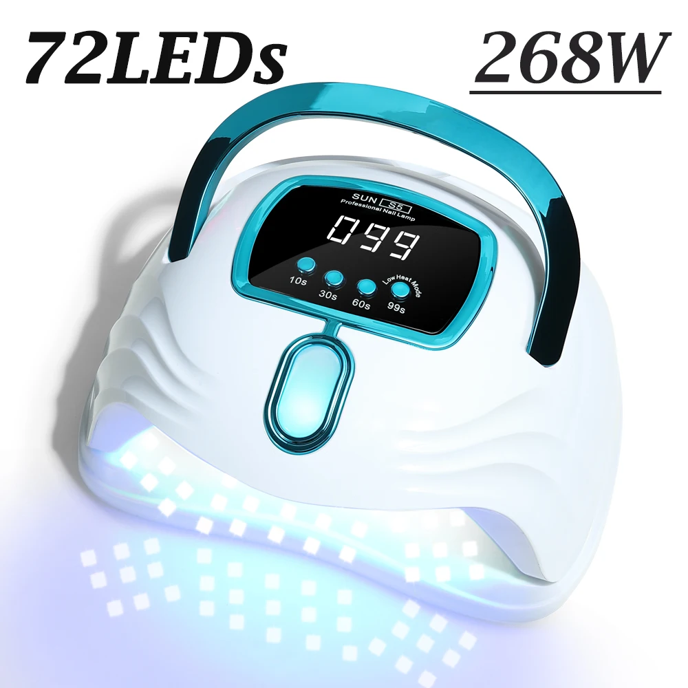 NEW 268W UV LED Nail Lamp Light Dryer for Curing Gel Nails Polish with 57 Beads 4 Timer Setting & Auto Sensor&Ambience Light