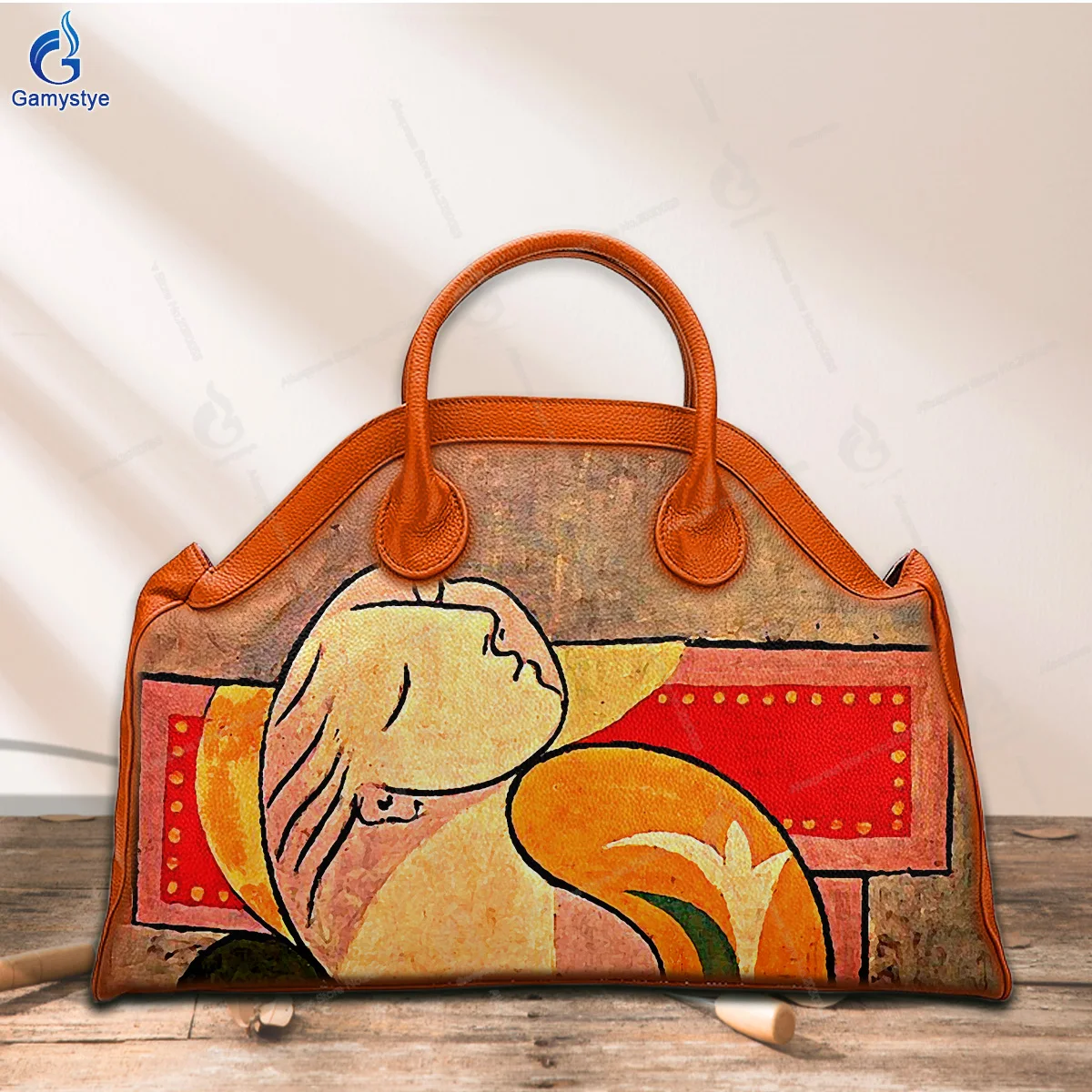 Women Bags Top-Handle A woman's face Bags Cross Body Bags Bolsas Marcas Hand Draw Customize Art Bags 100% Cowhide Leather Travel