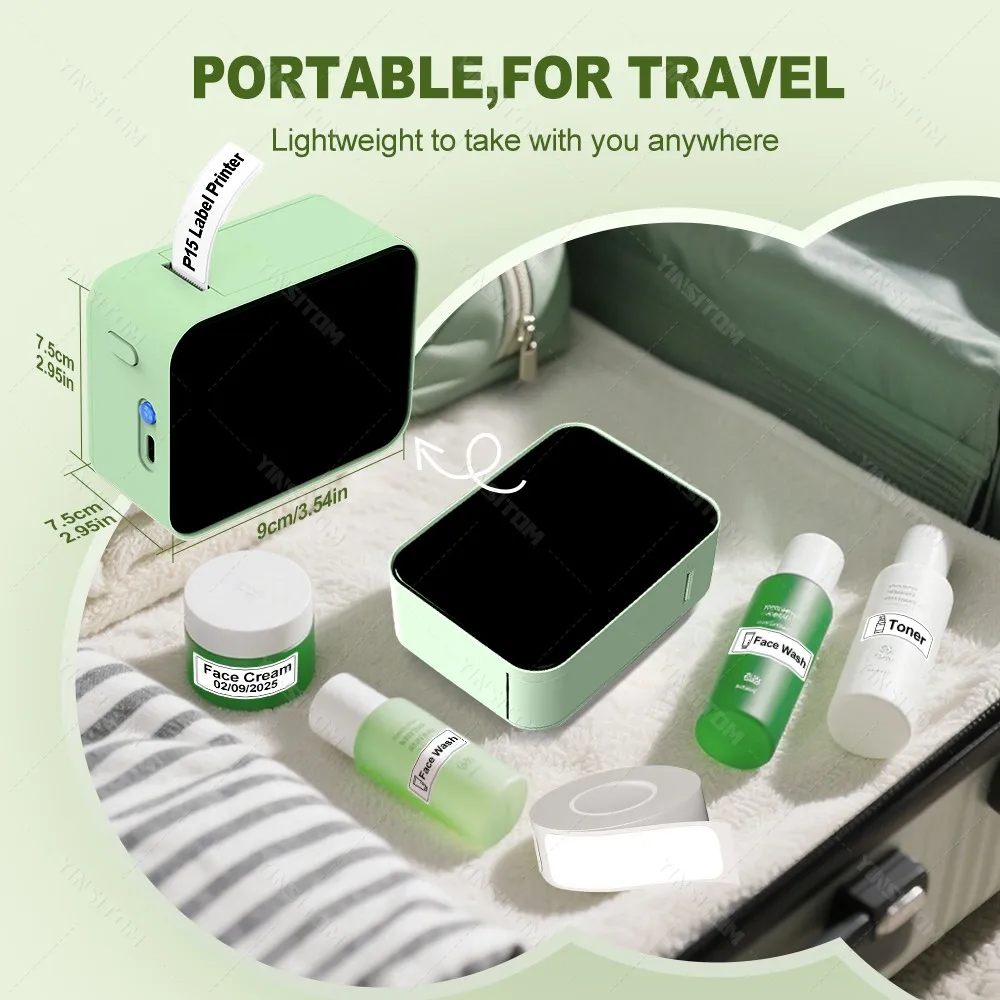 P15 Bluetooth Mini Label Printer No Ink Printing Portable Thermal Maker Labeling Machine DIY Name Sticker Price Tag Labeller