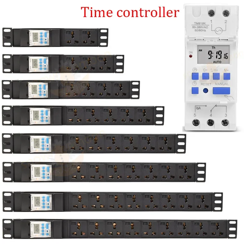 

PDU Power Strip distribution unit with 7 Days Programmable Digital Time Control Switch 2-9 Ways Universal Outlets 2meter Cord