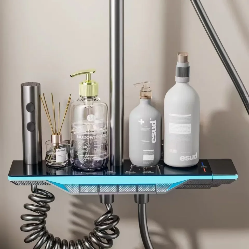 

Pressurized Bathroom Shower Shower Shower Head Shower Faucet Set Household Bathroom Gun Gray Full Copper Shower Shower Set