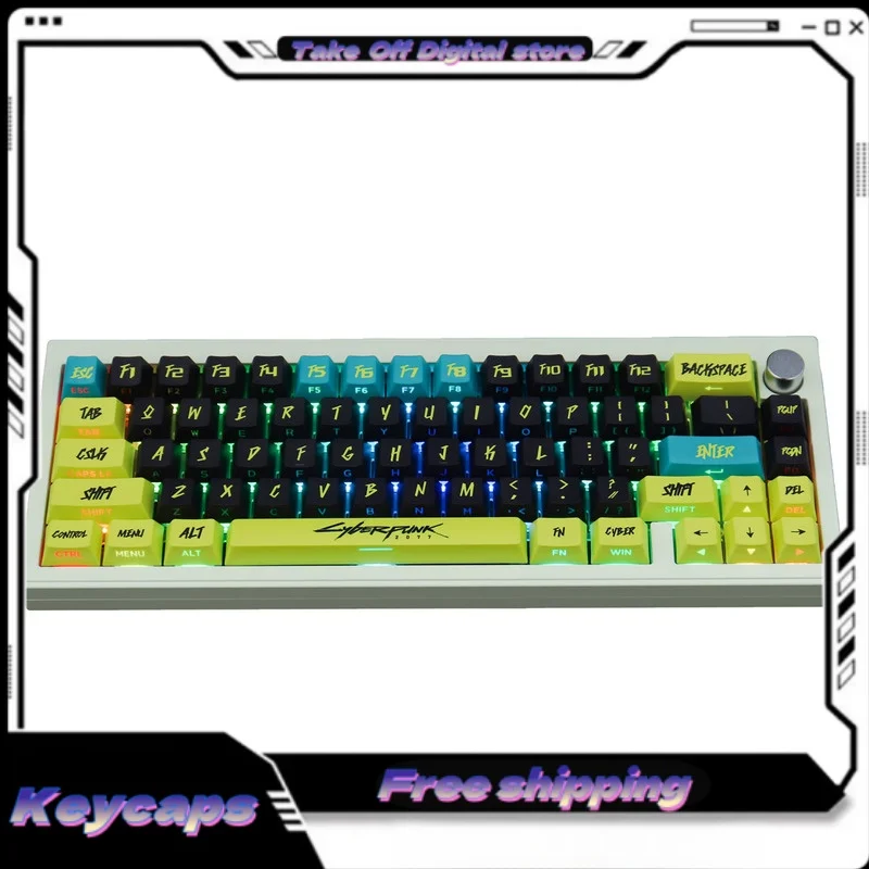 Creative Mechanical Keyboard Keycaps Cyberpunk Theme Pbt Material Side Carving Process Keycaps Tablet Laptop Keyboard Keycaps