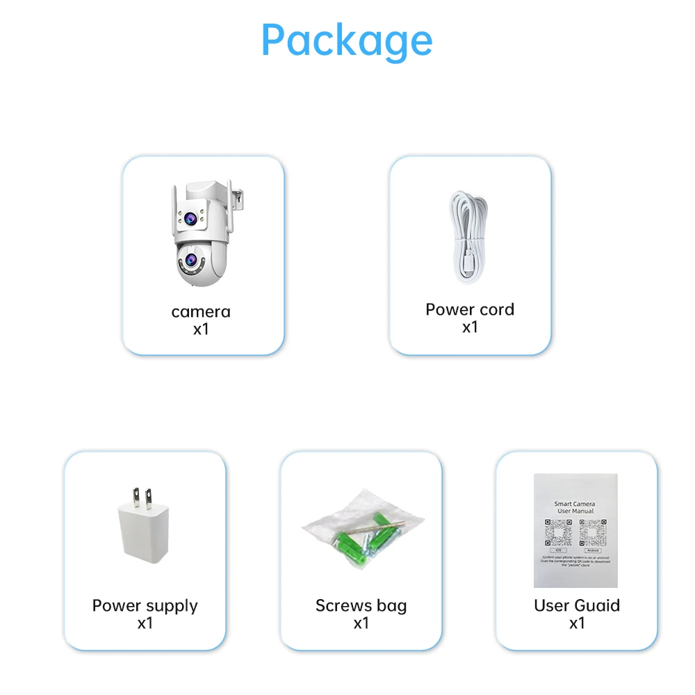 Jooan 5K 8MP Dual Lens Dual Screen IP Camera Wifi PTZ Camera Outdoor AI Auto Tracking CCTV HD Audio Video Surveillance