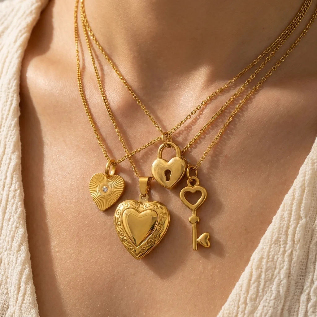 3 Stück modische und schlichte neue Bubble-Heart-Key-Eye-DIY-Anhänger für die Schmuckherstellung – Detail 1