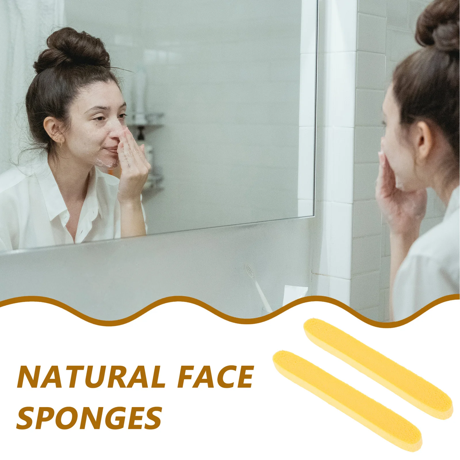 50pcs Compressed Face Sponges For Cleansing Facial Sponge Wash Exfoliating Makeup Removal Travel Skincare Yellow