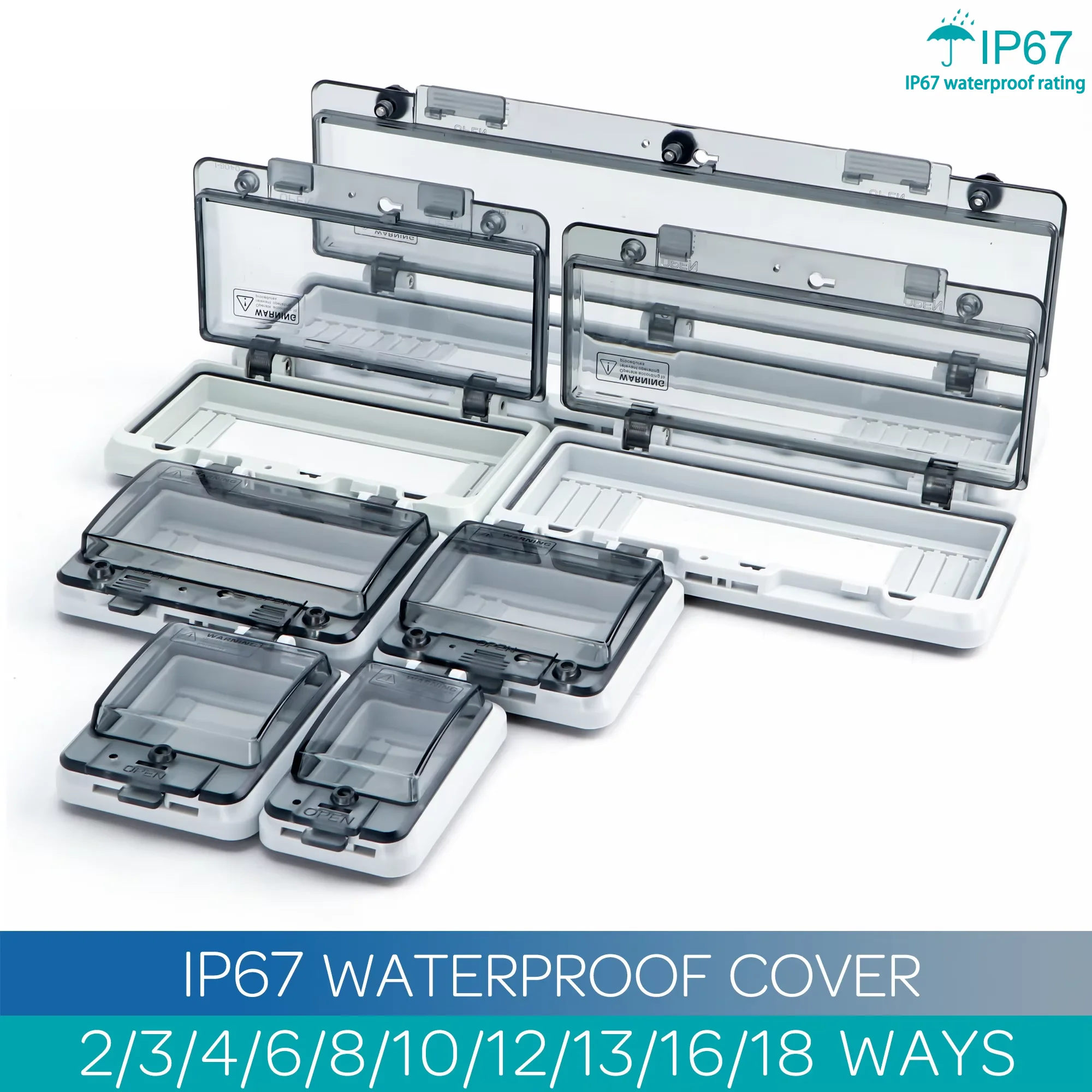 IP67 Waterproof Protective Window Cover 2-18 Ways Circuit Breaker Switch Box Protection Electric Junction Box IP67 Panel