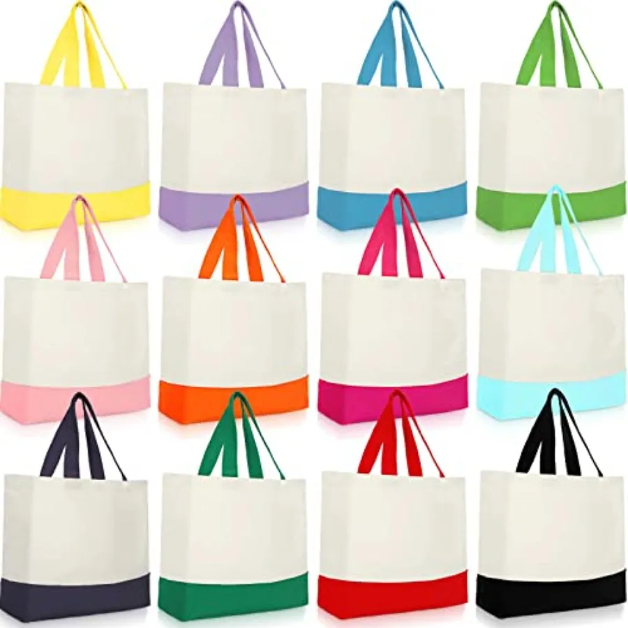 

Canvas Tote Bags Bulk 18.5 x 15 Inch Reusable Grocery Shopping Bags Tote Luggage for Shopping