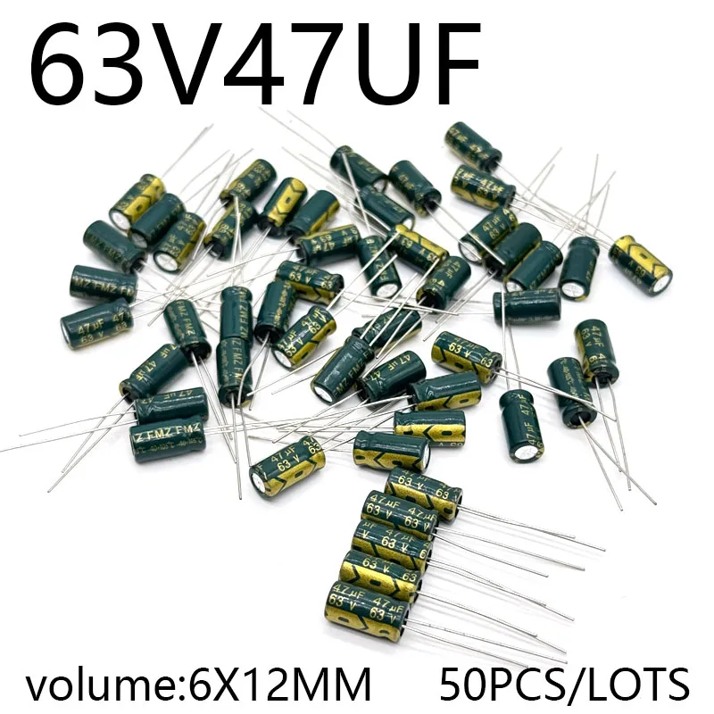 

50pcs/lots 63V47UF 6*12MM high frequency low impedance aluminum electrolytic capacitor 47uf 63v