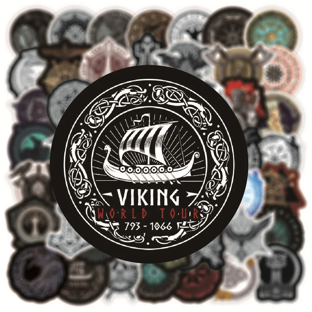 10/30/50PCS Vintage Viking Graffiti Waterproof Stickers Personalized Creative Trend Decorative RefrigeratorHelmetGuitarWholesale