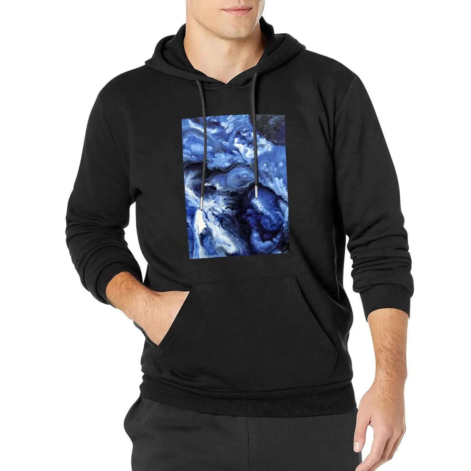 

Blue Swirling Waters- Painting Pullover Hoodie streetwear men japanese style hoodie men