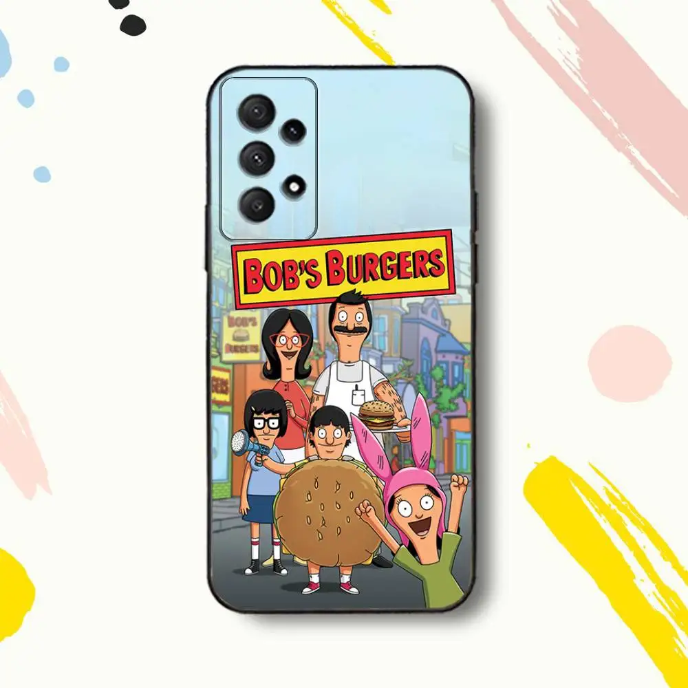 Bobs C-Cartoon B-Burgers-S 電話ケース Samsung Galaxy A 80、72、73、91、53、22、51、52、5G、Plus、J、Note ソフトブラックカバー用