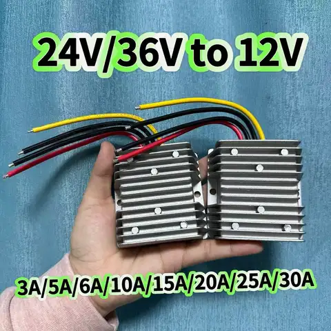DC 24V/36V to 12V Power Converter 3A 5A 6A 10A 15A 20A 25A 30A Boost Buck Regulator Stabilizer Voltage Supply Module for Car