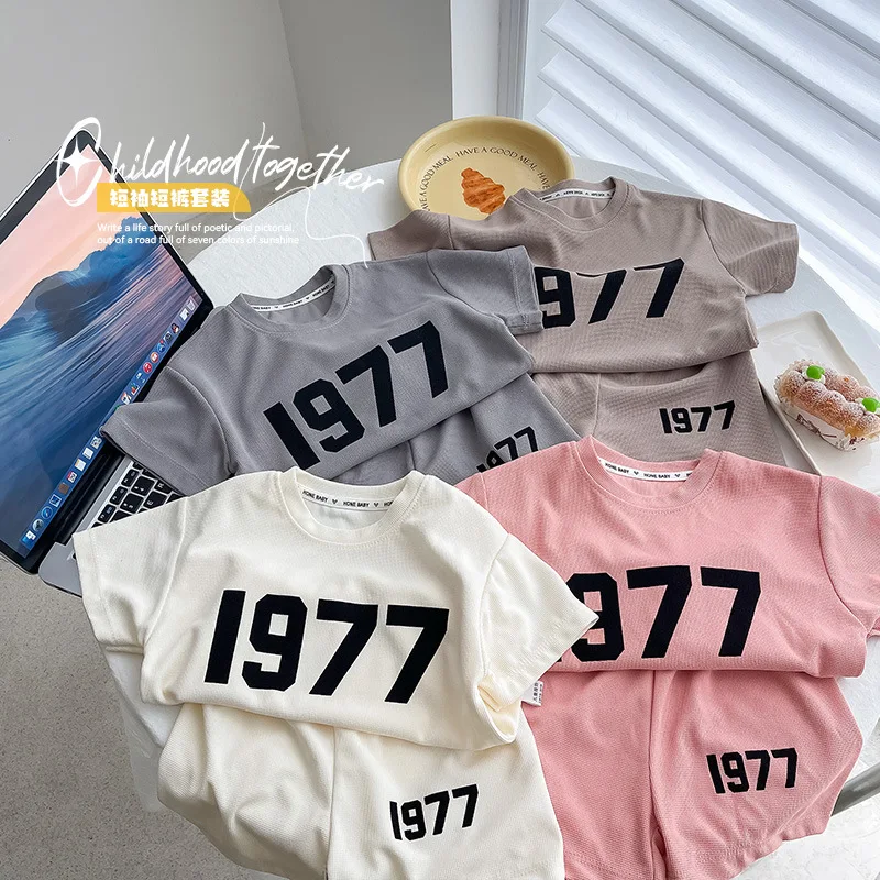 1 2 3 4Years Sports Trendy Two Piece Babies Print Short Sleeve Shorts Boys Child Printing Cotton Thin Soft Tshirt Girls Outfits