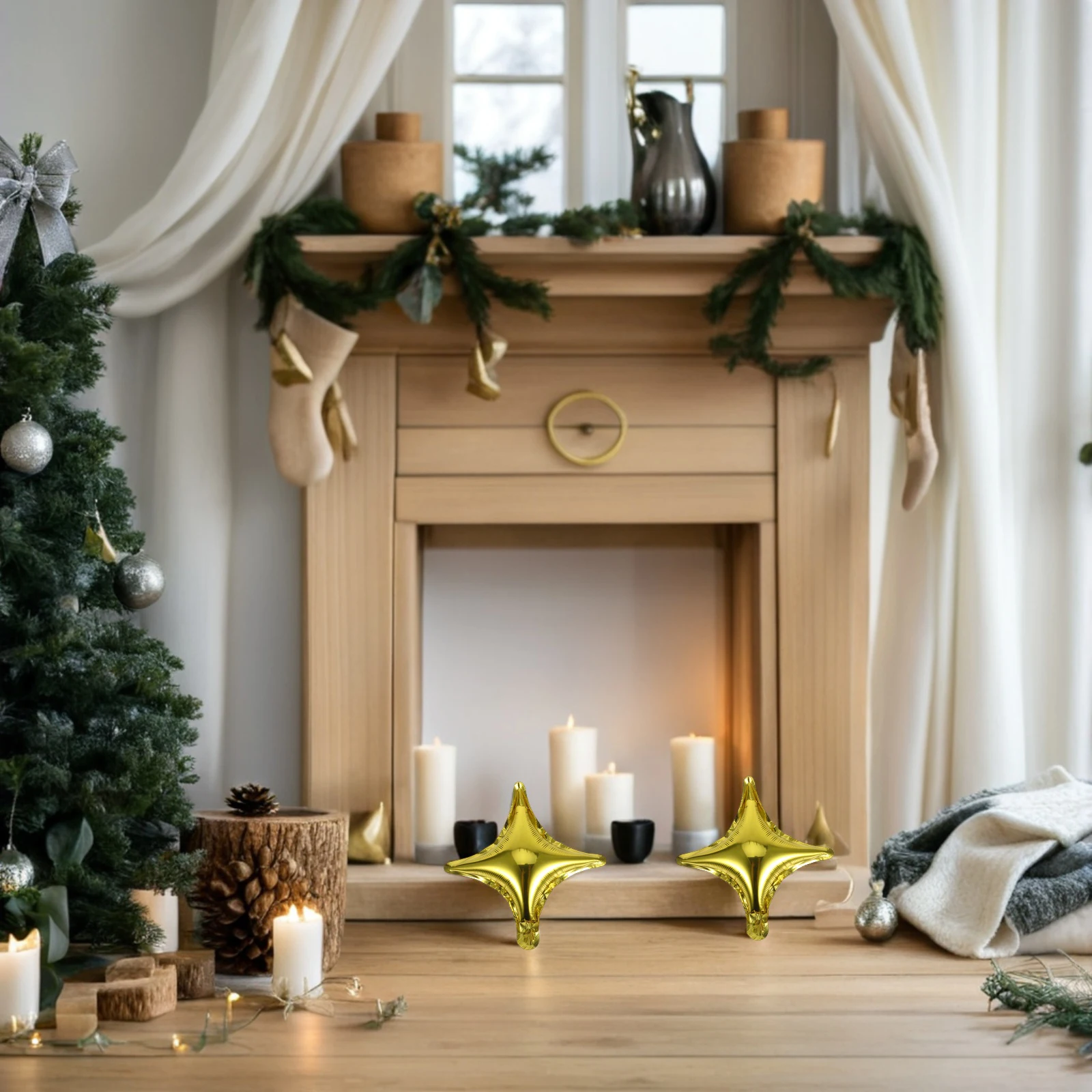 

20pcs Four-Pointed Star Wedding Party Decoration Aluminum Foil Leak Resistant Premium Material Home Bar Club Unique