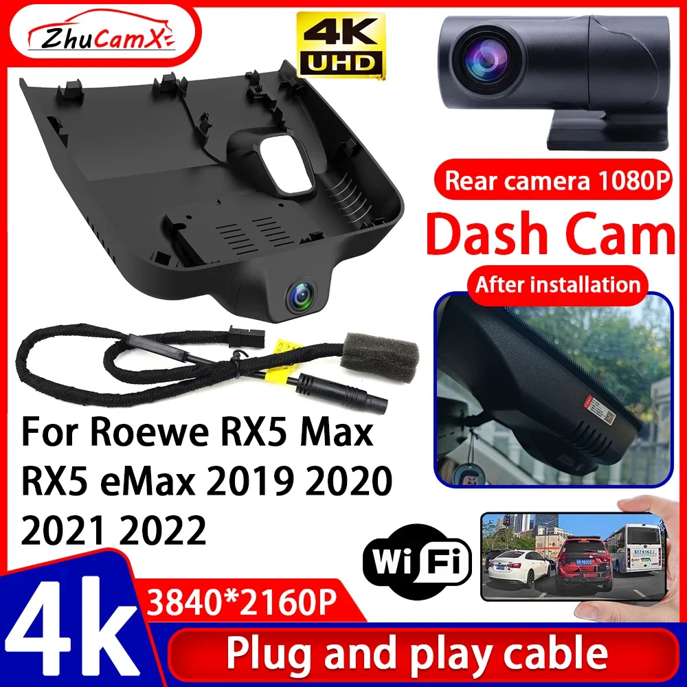 ZhuCamX Video Recorder Night Visio 4K UHD Plug and Play Car DVR Dash Cam Camera for Roewe RX5 Max RX5 eMax 2019 2020 2021 2022