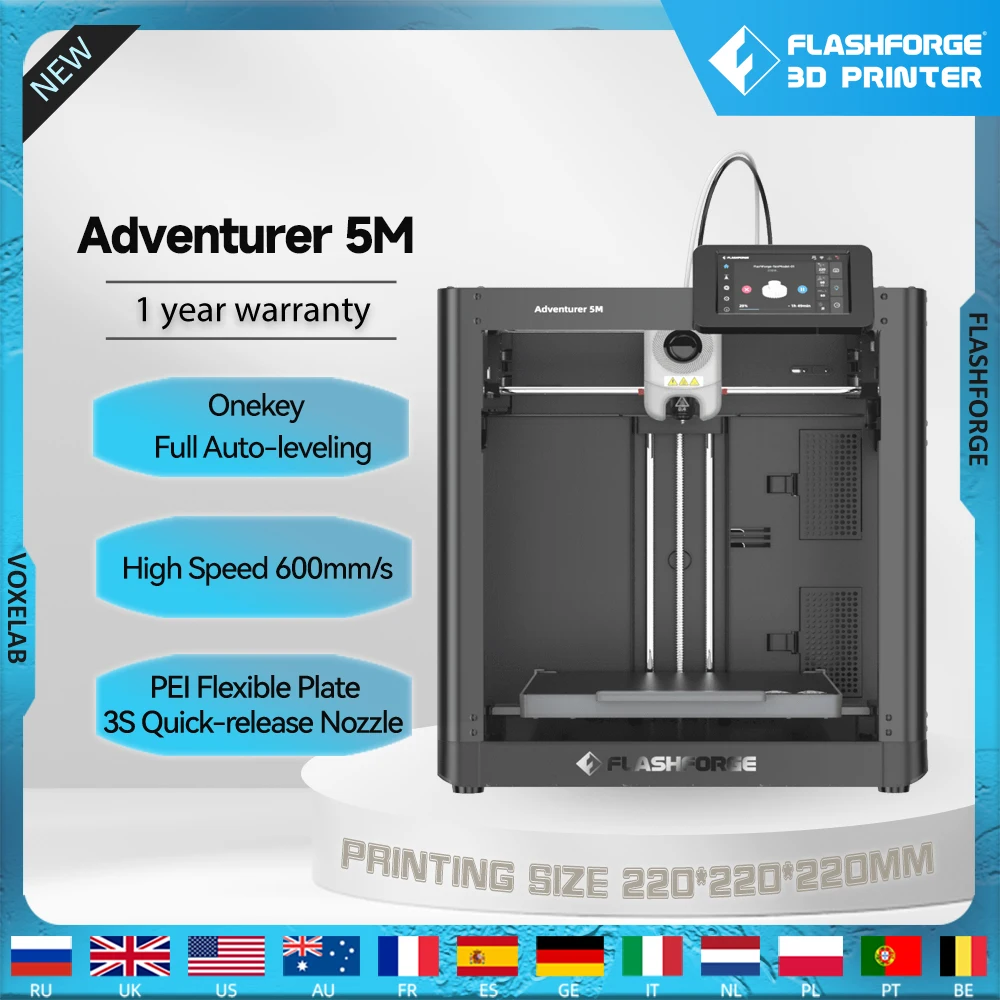 Flashforge Adventurer-impresora 3d de alta velocidad, extrusora directa de nivelación automática completa, placa PEI Flexible, recuperación de