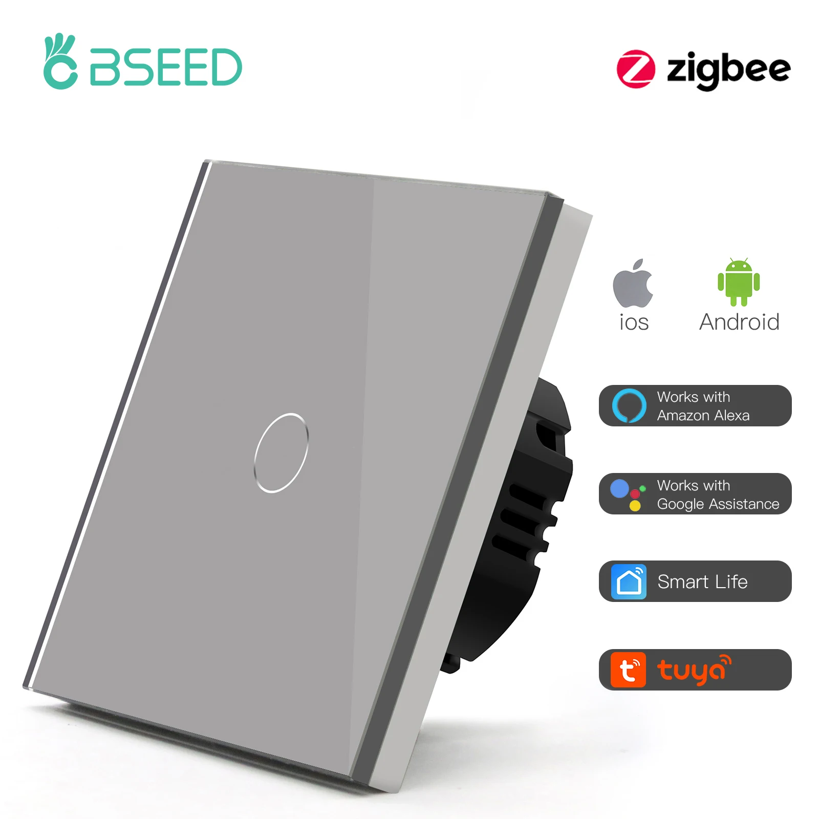 BSEED Zigbee Touch Light Switch 1/2/3 Gang White 9
