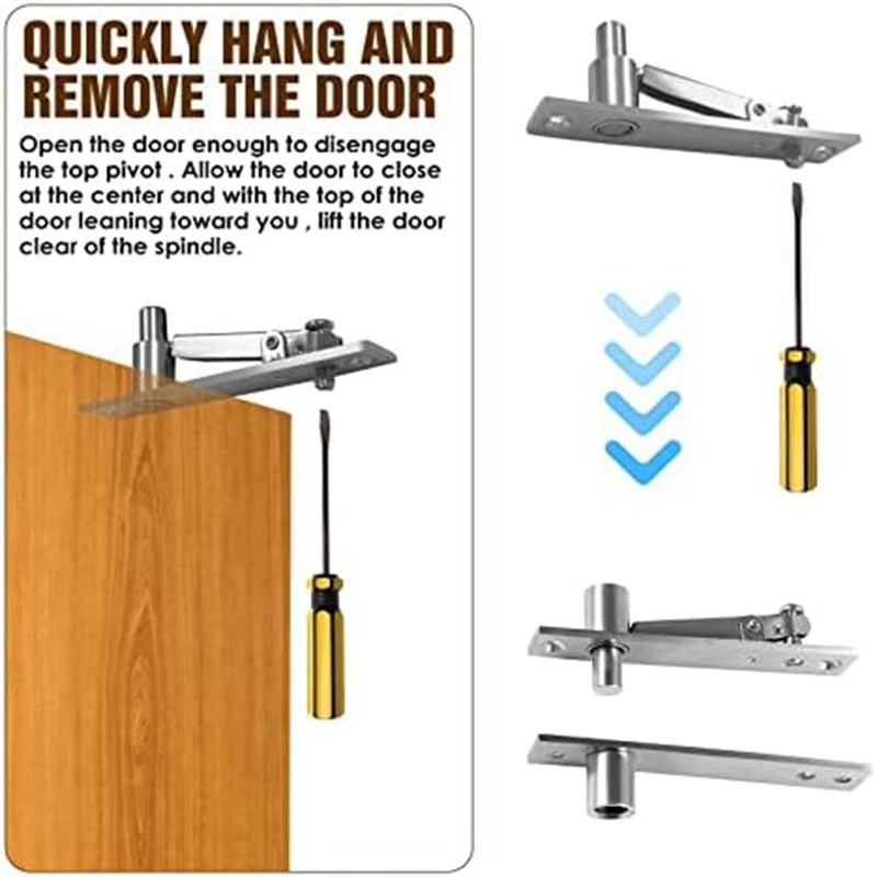 Door Pivot Hinge, Invisible Pivot Hinge System With Goal Kick Hardware, For Heavy Duty Wood Doors Up To 200 Lbs Durable Type I