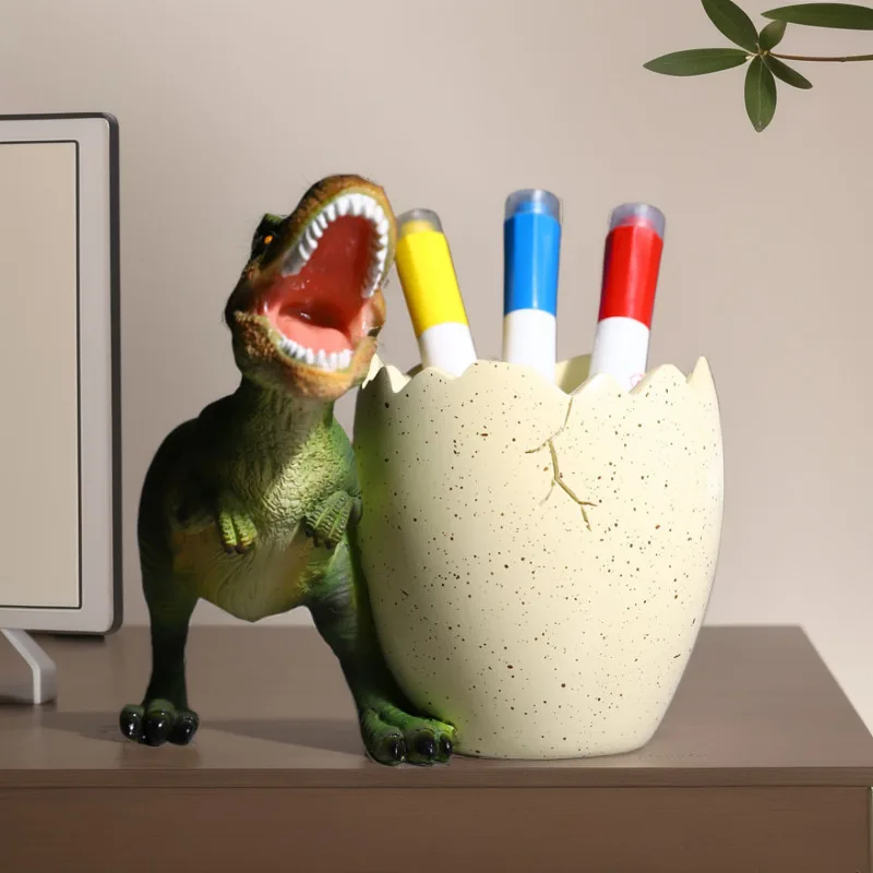 Creative Dinosaur Storage Box Pen Holder Resin Sculpture Office Home Decor Cartoon Animal Statue Gift