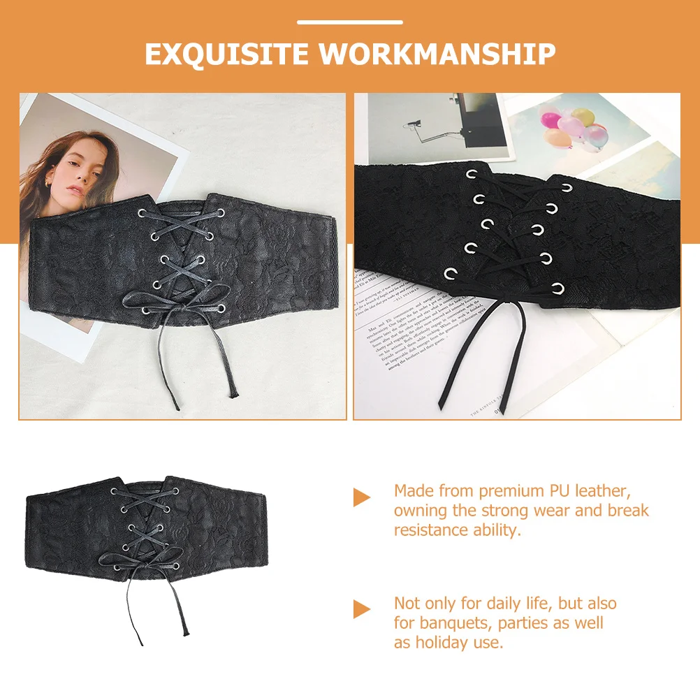 Cinto elástico de cintura larga pu espartilho cinto para mulheres ajustável chique waspie cintura moda vestido acessório