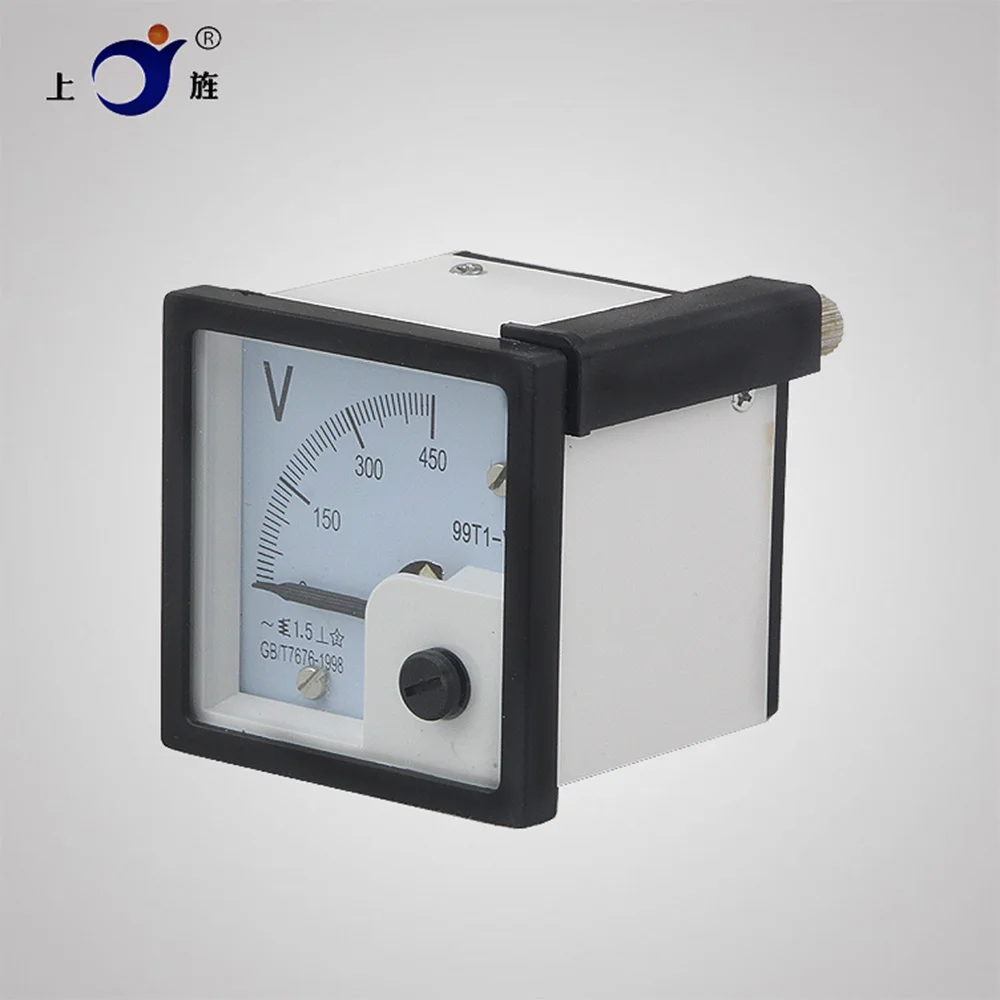 1Pcs 99T1 AC 50V 100V 150V 300V 450V 500V Fine Tuning Dial Panel Analog Voltage Meter Voltmeter White Black 48*48mm