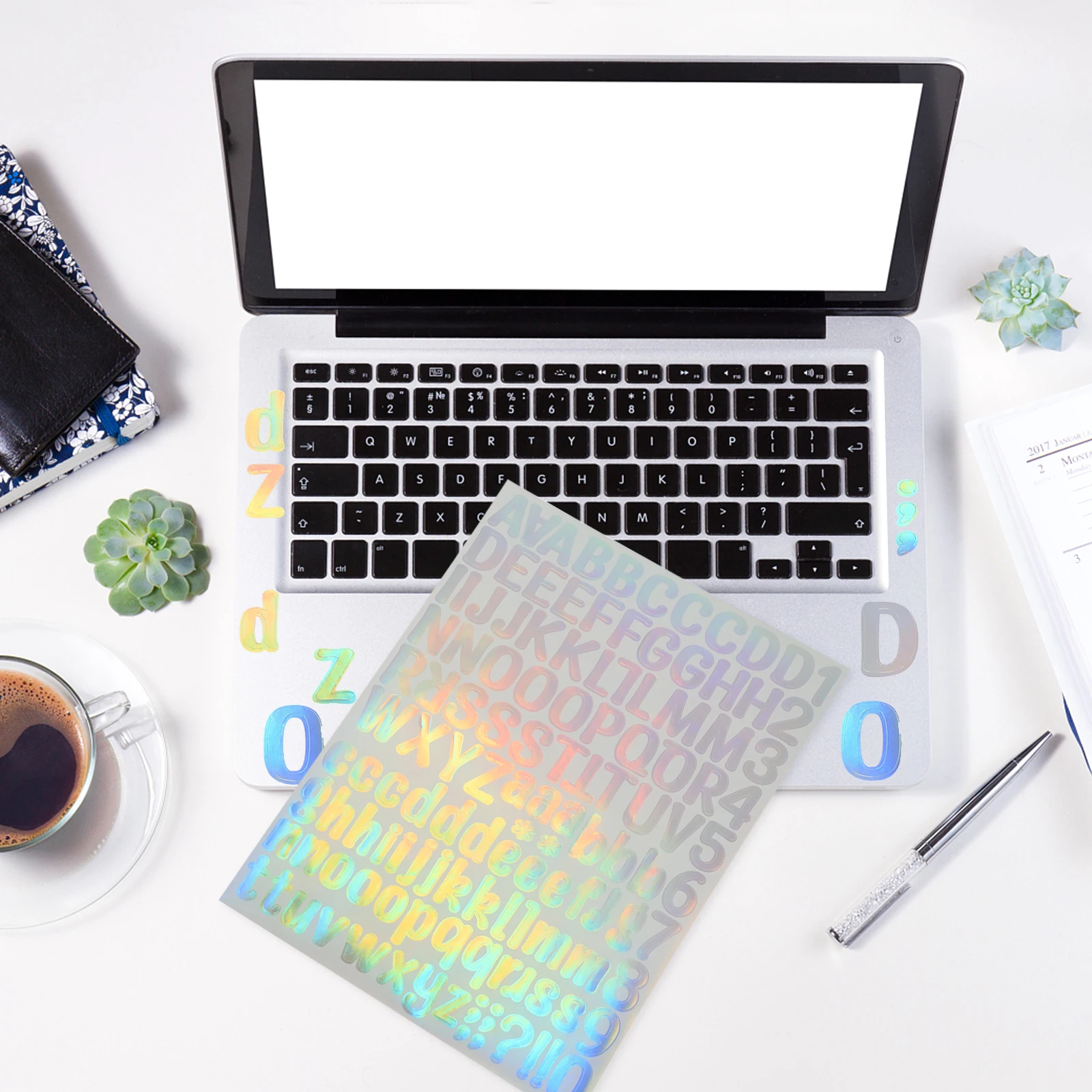 

10 Sheets Holographic Number Stickers Removable Waterproof Vinyl Letter Decals for Indoor Outdoor Use Scrapbook Craft