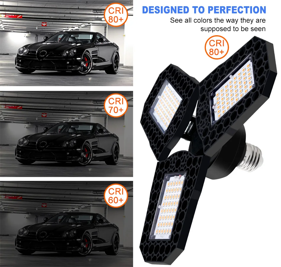200 W LED-Birne E27/E26 Lampe Garagenleuchte AC 220 V zusammenklappbar verformbare Hochregallampen Strahler Home Warehouse Workshop Parkplatz – Detail 10