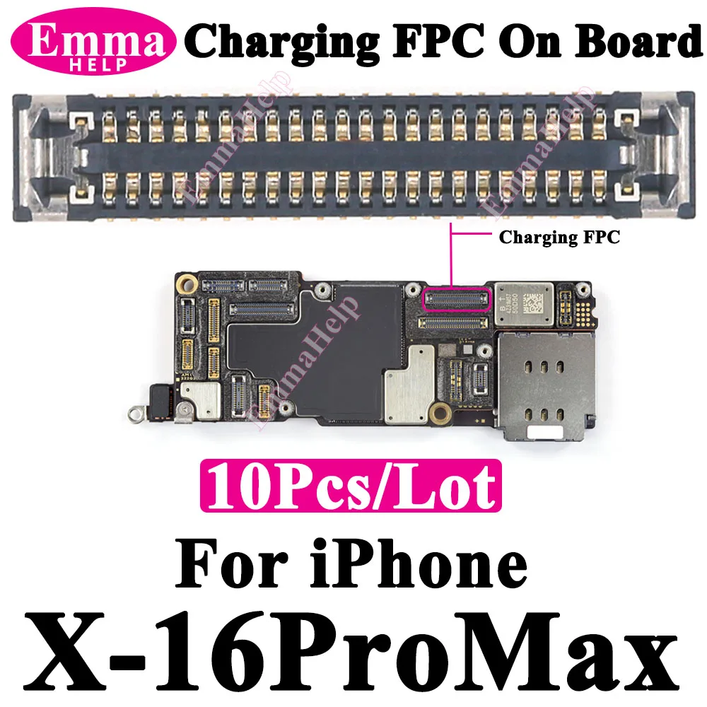 10Pcs Original Charging Dock FPC Connector for iPhone 13 11 16 Pro Max 14 15 Plus 12 Mini XS Max on Logic Board USB Charge Port