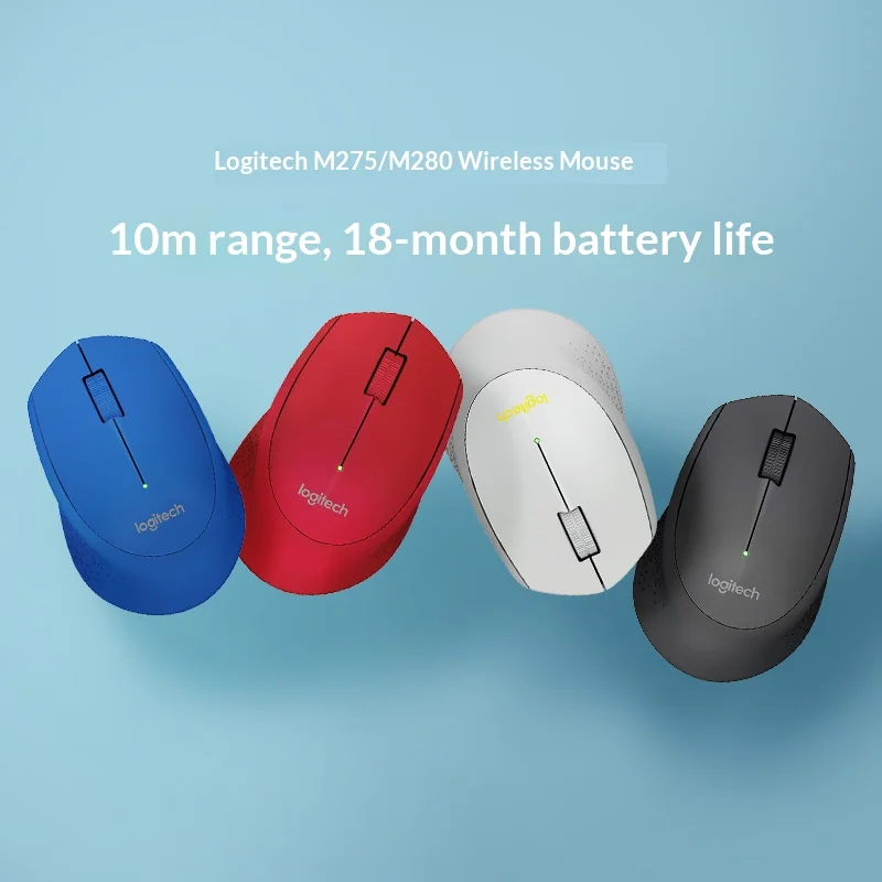 ماوس لاسلكي أصلي من Logitech M280، جهاز استقبال نانو 2.4 جيجا هرتز، تتبع بصري 1000 نقطة في البوصة، قبضة مريحة لأجهزة الكمبيوتر المحمول المكتبية والمنزلية