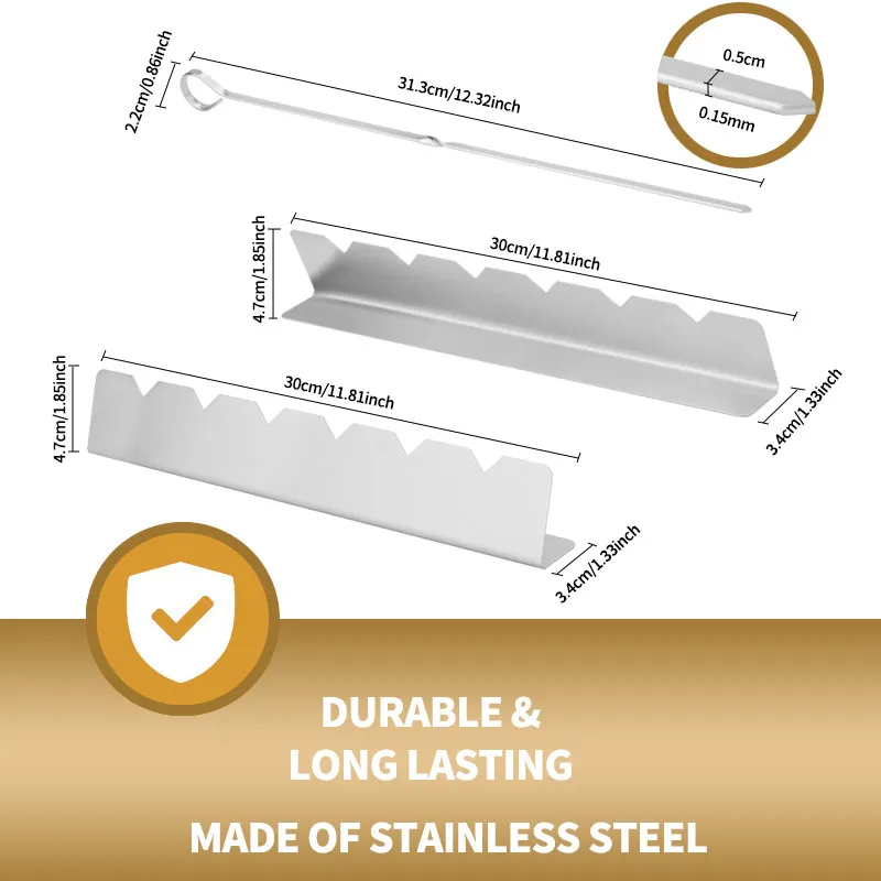 

Stainless Steel BBQ Skewer Rack Holder Stand, Anti-Stick Kebab Set for Outdoor Camping Picnic Garden Party Barbecue Tools