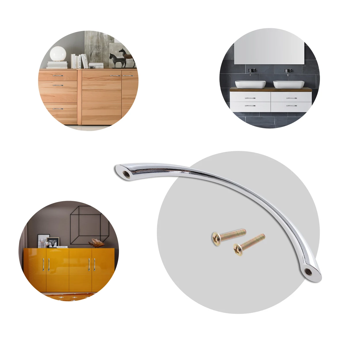 

10 Pcs Zinc Alloy Door Handles 4 3 Inch Chrome Arc Shaped Cupboard Knobs Drawer Pulls Easy Install Wardrobe Hardware