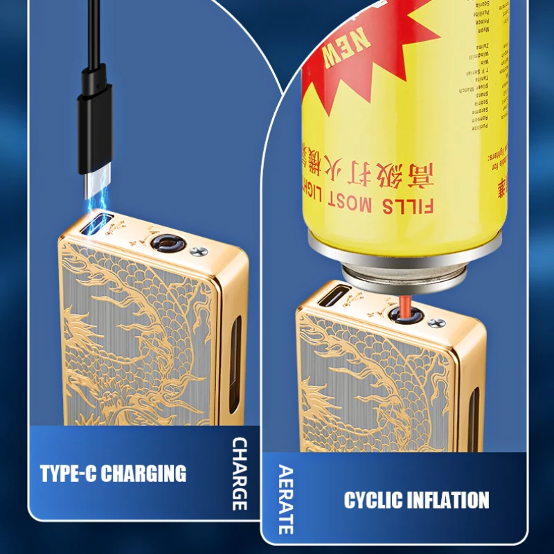 2024 Intelligent Voice-activated Windproof Flame Lighter Airflow Gravity Sensing Knock Ignition Visual Gas Window Men Gadget