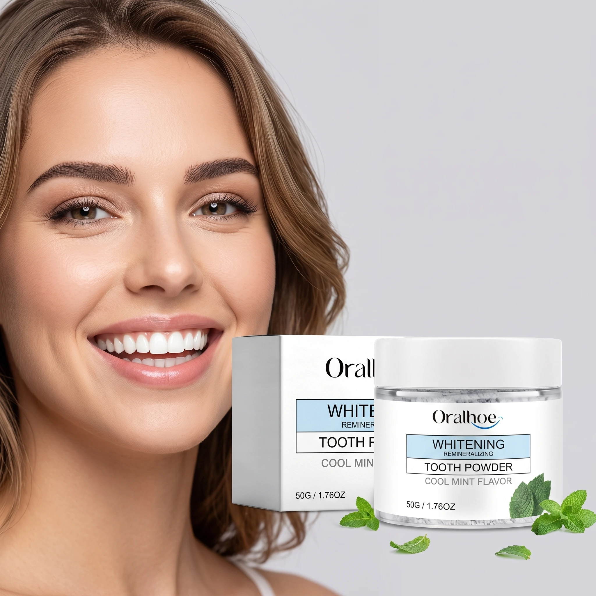 Teeth Whitening Powder - Pó Dental de Menta: Remoção Suave