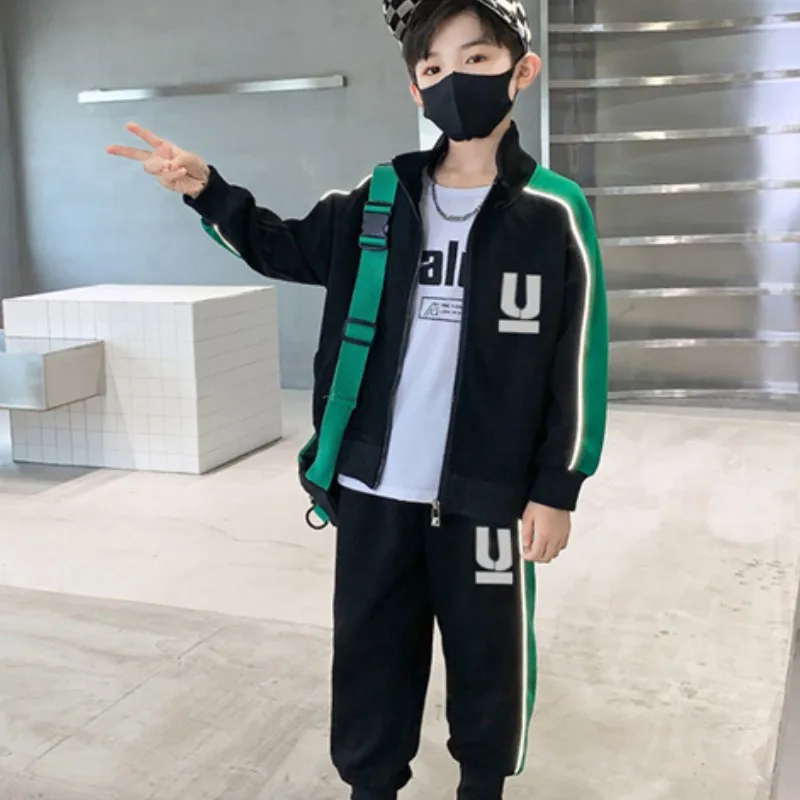 

Boys Coat +Trousers Cotton Kids Sport Suits 2PCS/Set 2023 Sport Spring Autumn School Teenagers Tracksuit Children Sets