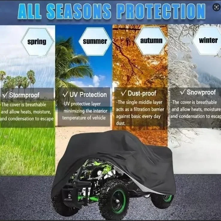 Heavy Duty ATV Cover Waterproof Windproof 4 Wheeler Quad Bike Storage Cover Black All Weather Protection Car Quad Covers XL