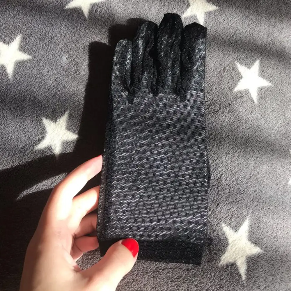 Anti Uv Driving Breathable Lace Lattice Mittens Driving Gloves Short Gloves Women Gloves Finger gloves
