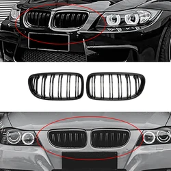 Car Front Bumper Kidney Grille Racing Grills Hood Mesh Grilles Gloss Black Dual Slats For BMW 3 Series E90 E91 2009 2010 2011