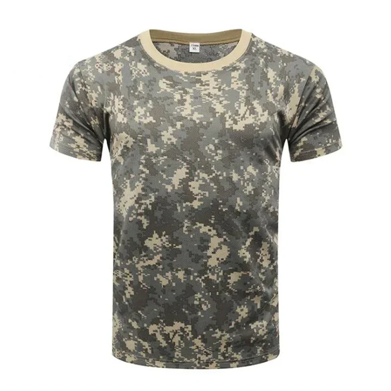 Camiseta de camuflaje 3D para hombre, ropa informal a la moda para actividades al aire libre, cuello redondo, manga corta, camisetas deportivas para exteriores de gran tamaño para verano y calle