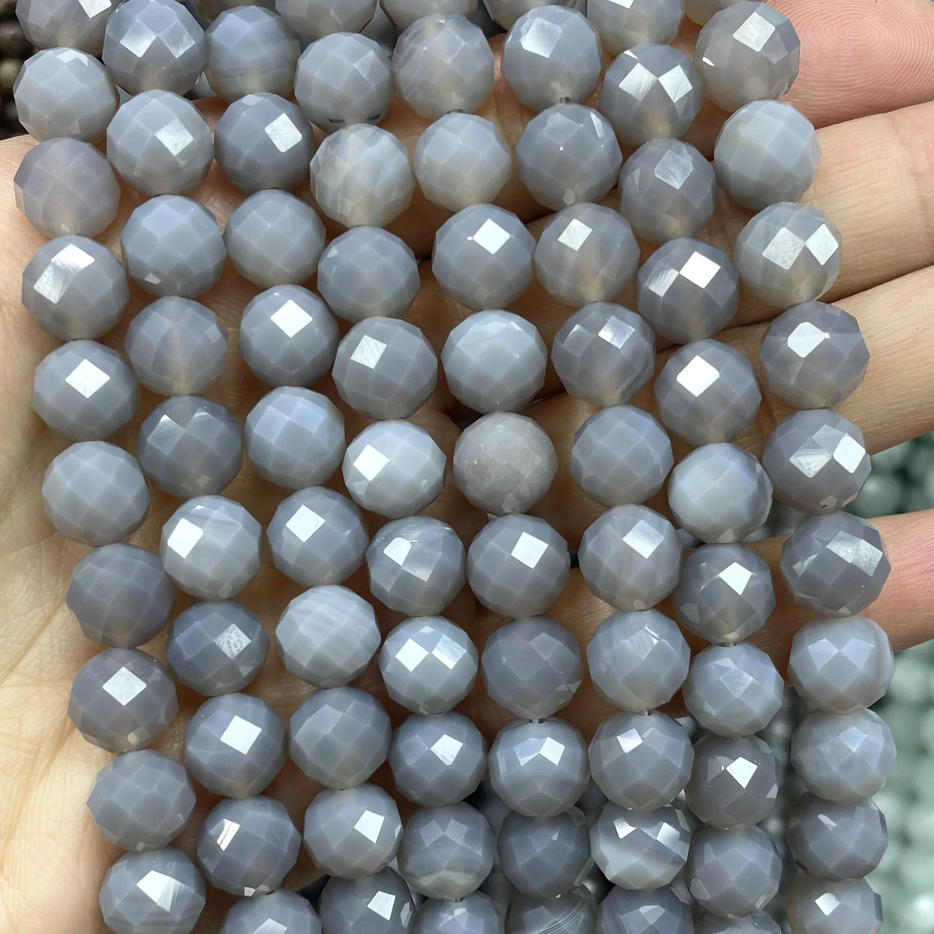 Natural Faceted Grey Agates Gem Loose Spacer Beads For Jewelry Making DIY Bracelet Necklaces Accessorie 6/8/10MM 7.5 inches