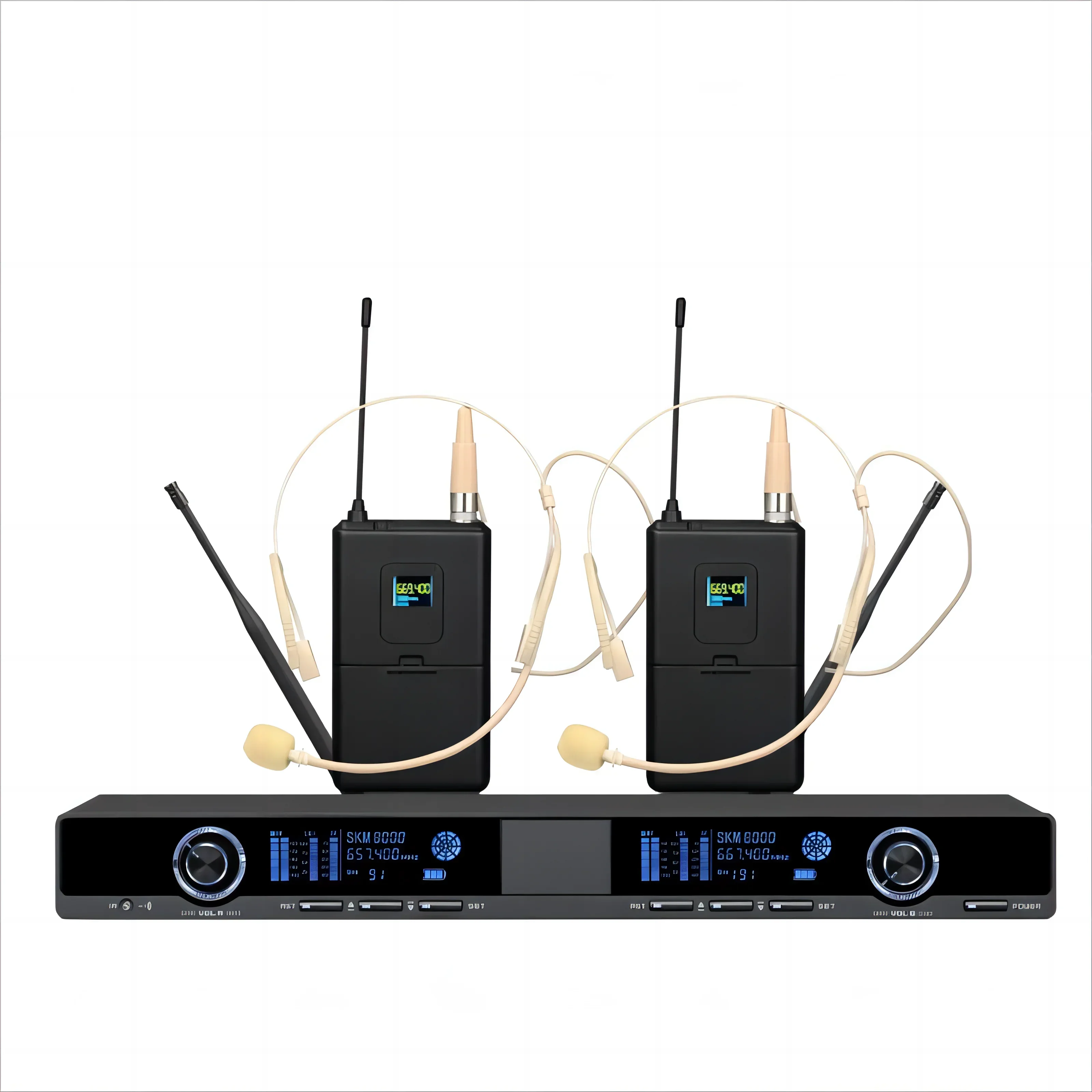 

DeMao High Quality Wireless Microphone System UHF Microphone 2 Channel Dynamic Professional 2 Handheld2 Bodypacks Mic