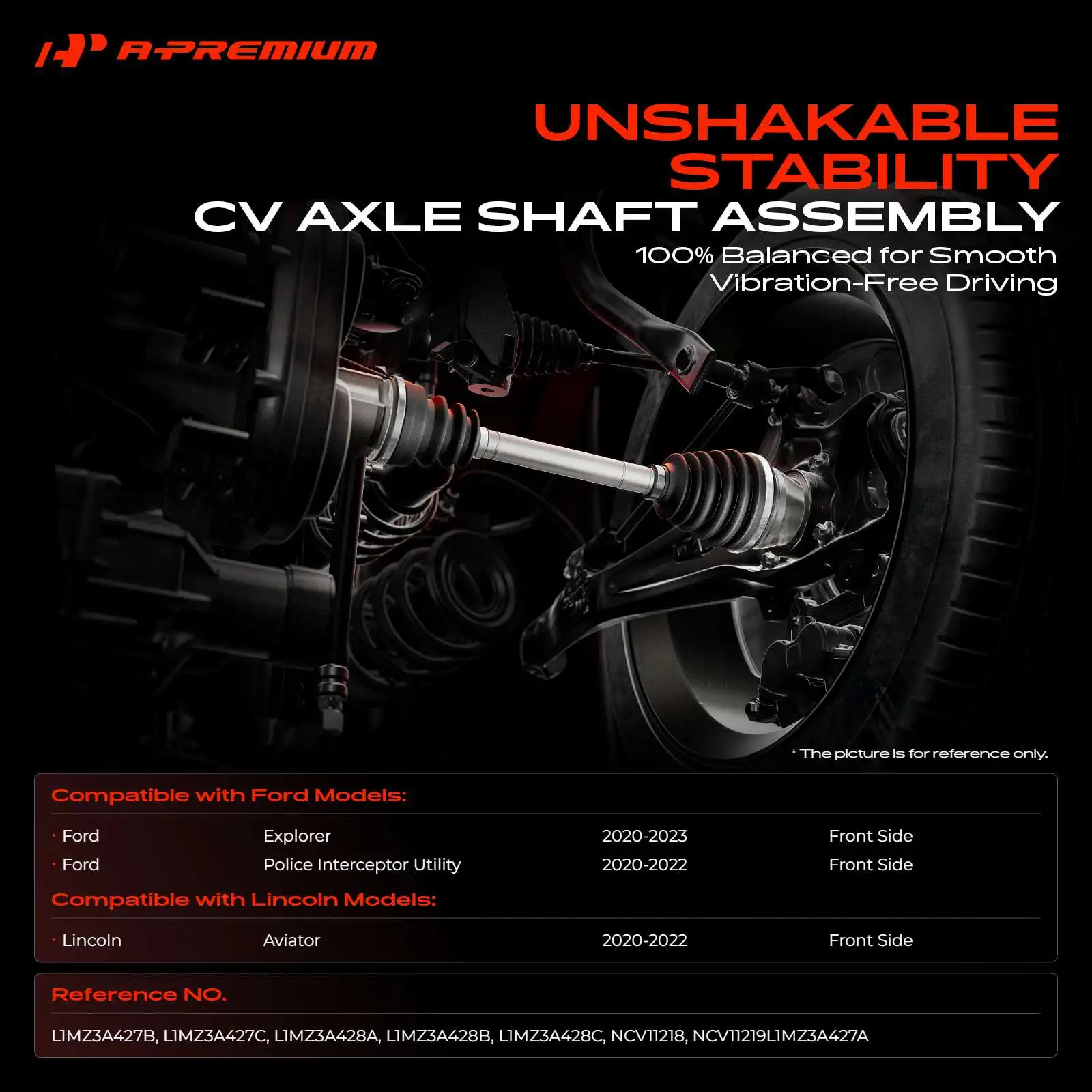 A-Premium Front CV Axle Assembly for Ford Explorer 2020-2023 Police Interceptor Utility 2020-2022 Lincoln Aviator 2020-2022