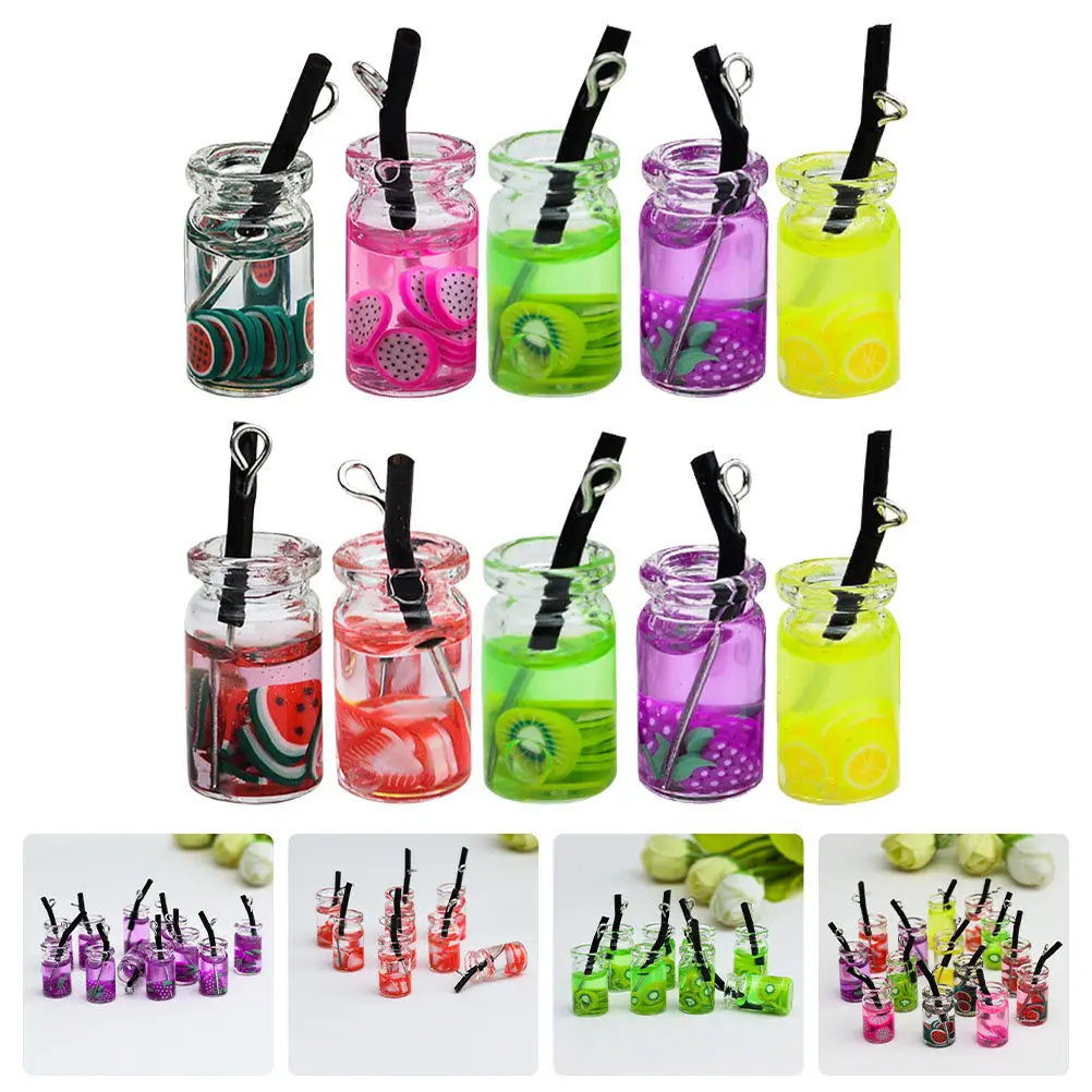 

20Pcs Fruit Drink Cup Pendant Earrings DIY Accessories Mini Creative Resin Jewelry Supplies Keychain Charms Home DIY Supplies