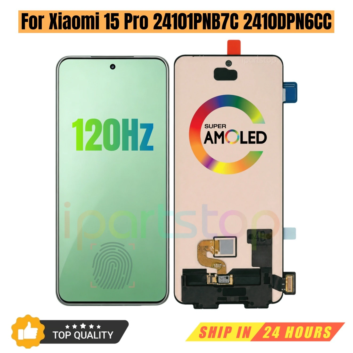 iParts Replacement Display for Xiaomi 15 Pro 24101PNB7C 2410DPN6CC 120Hz AMOLED Touch Screen with Frame Fingerprint Sensor OEM