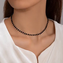 Tocona Single Vintage Black Beading Choker Necklace for Women Men Simple Party Alloy Metal Ajustable Jewelry Collar чокер 24589