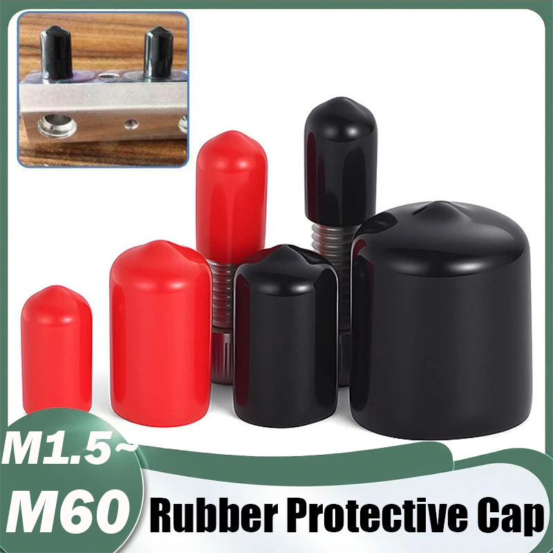 Rubber Cap Sleeve Soft Elasticity Silicone Protective Cover Sealing Plug Thread Protection Sleeve Black Red White Blue 1.5-60mm