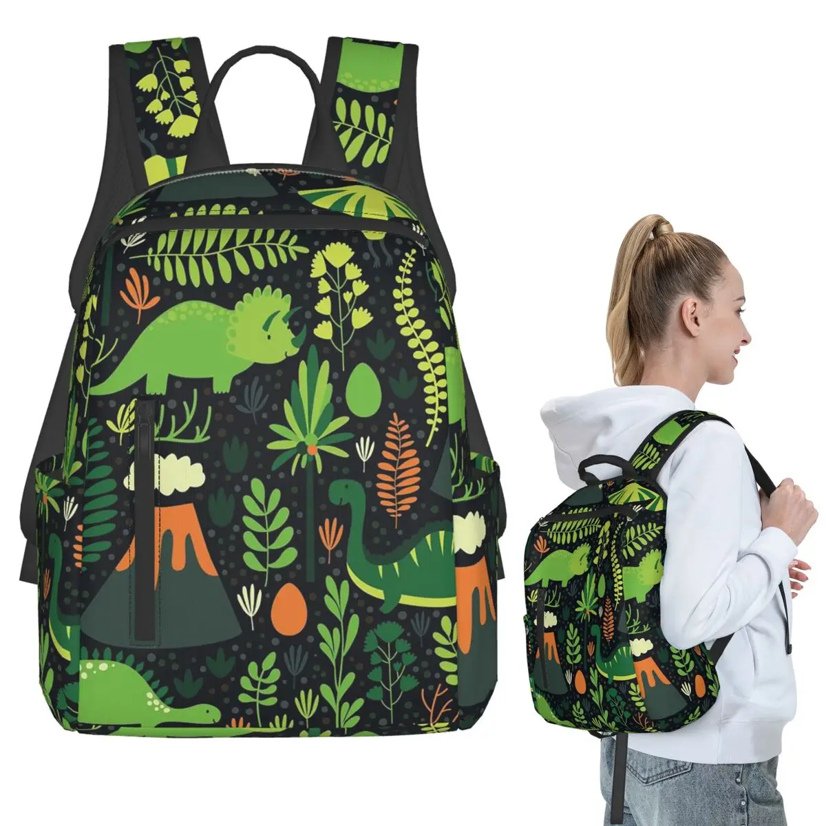 

Dinosaur Cartoon Colorful Pattern Backpack Student BookBag Children School Bag Computer Shoulder Bags Boys Girls